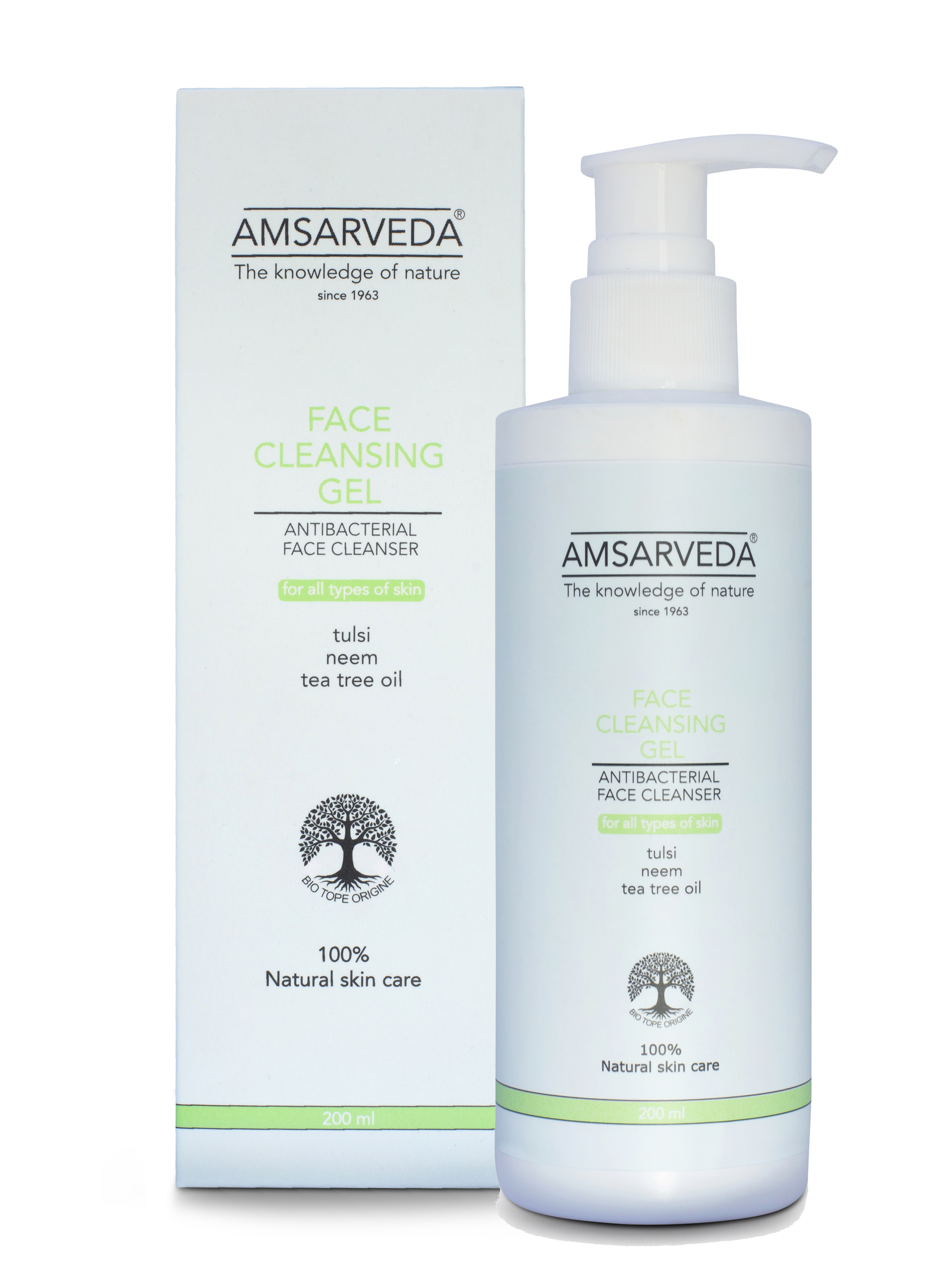 Купить Очищающий гель AMSARVEDA для лица с экстрактами нима и тулси для всех типов кожи, 200 мл, Face Cleansing Gel