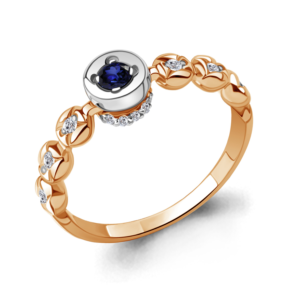 

Кольцо из красного золота с бриллиантом/сапфиром р., Aquamarine 964195к, 964195к_585_кз