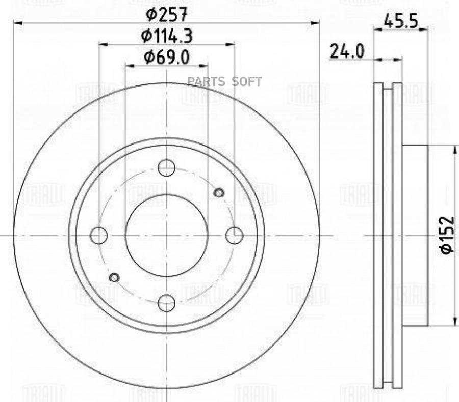 

Диск торм. для а/м Hyundai Elantra (00-)/Matrix (01-) перед. d=257 | перед |