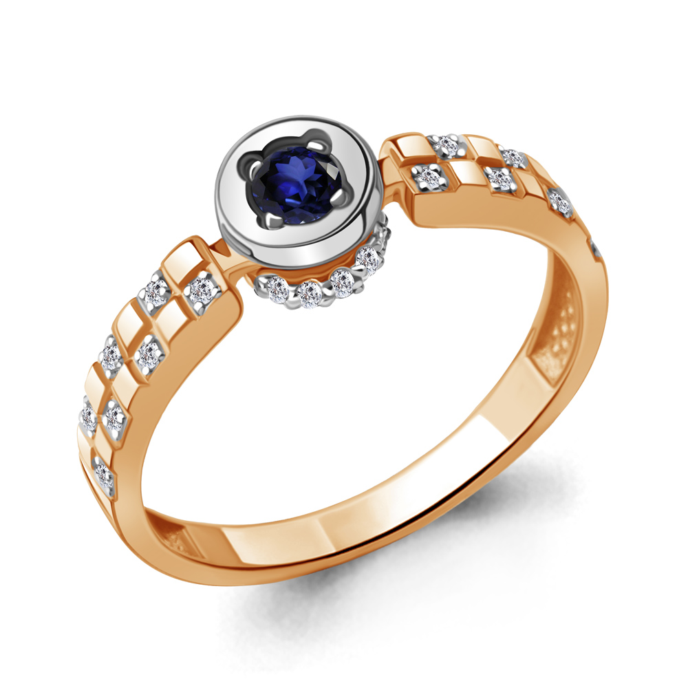 

Кольцо из красного золота с бриллиантом/сапфиром р., Aquamarine 964196к, 964196к_585_кз