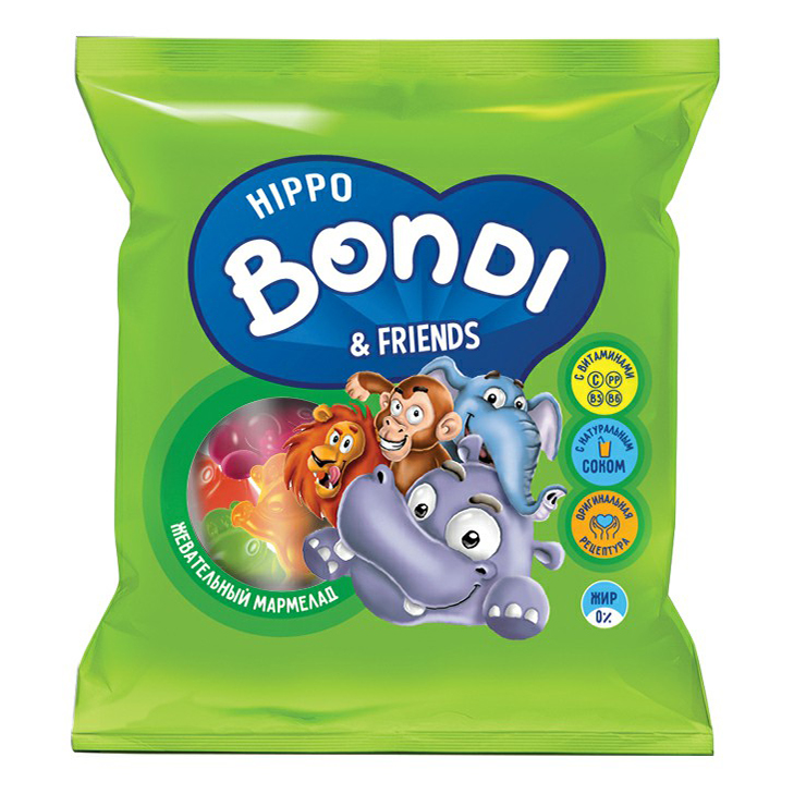 Мармелад Hippo bondi & friends жевательный с соком ягод и фруктов 30 г