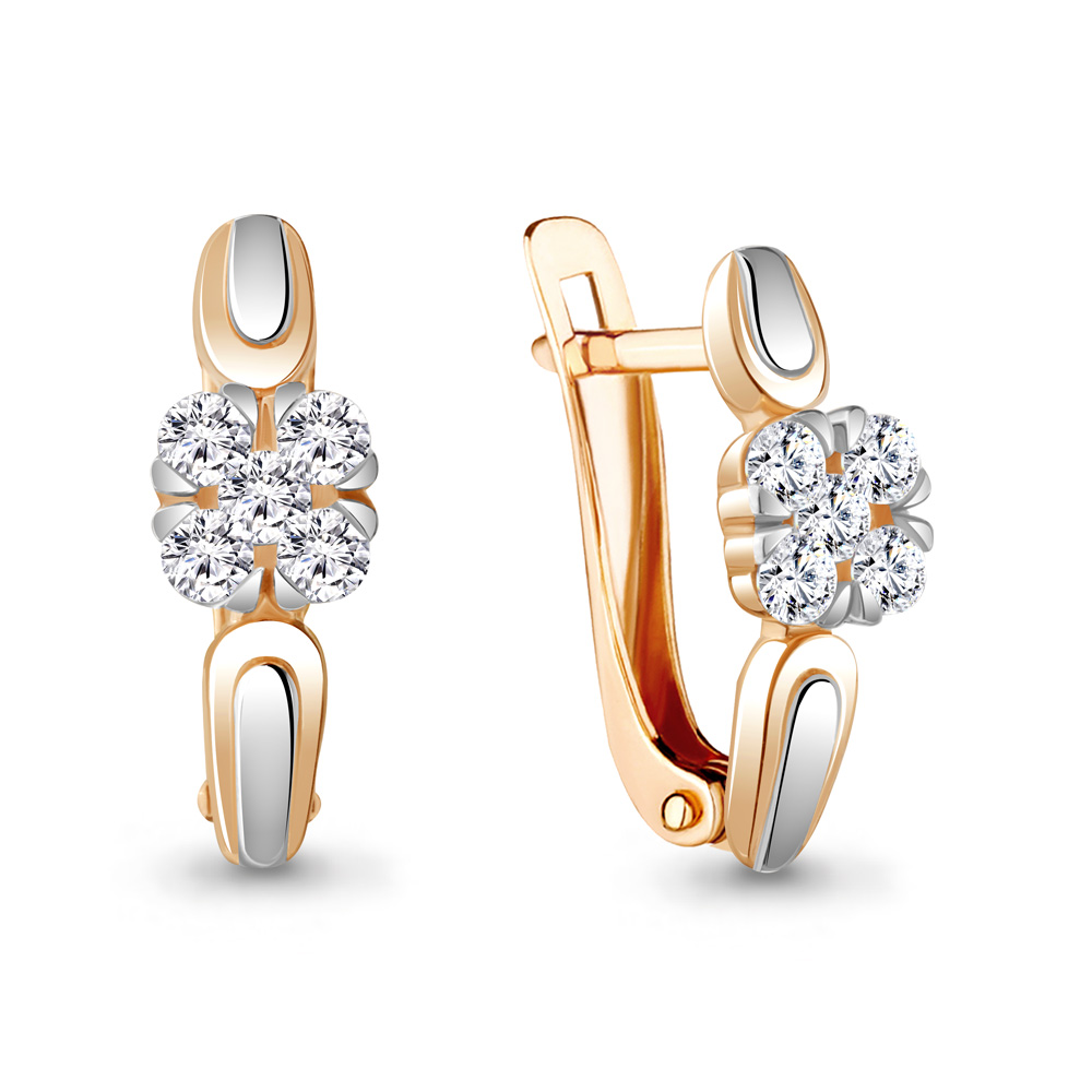 

Серьги из красного золота с фианитом Aquamarine 48408А, 48408А_585_кз