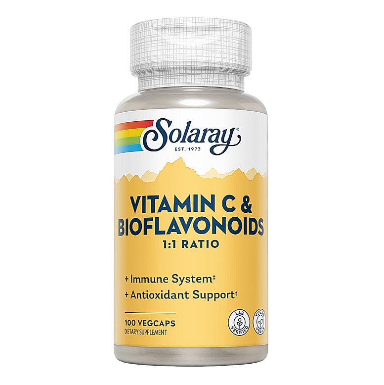 Витамин С Solaray Vitamin C + Bioflavonoids, с биофлавоноидами, 100 капсул, 500 мг