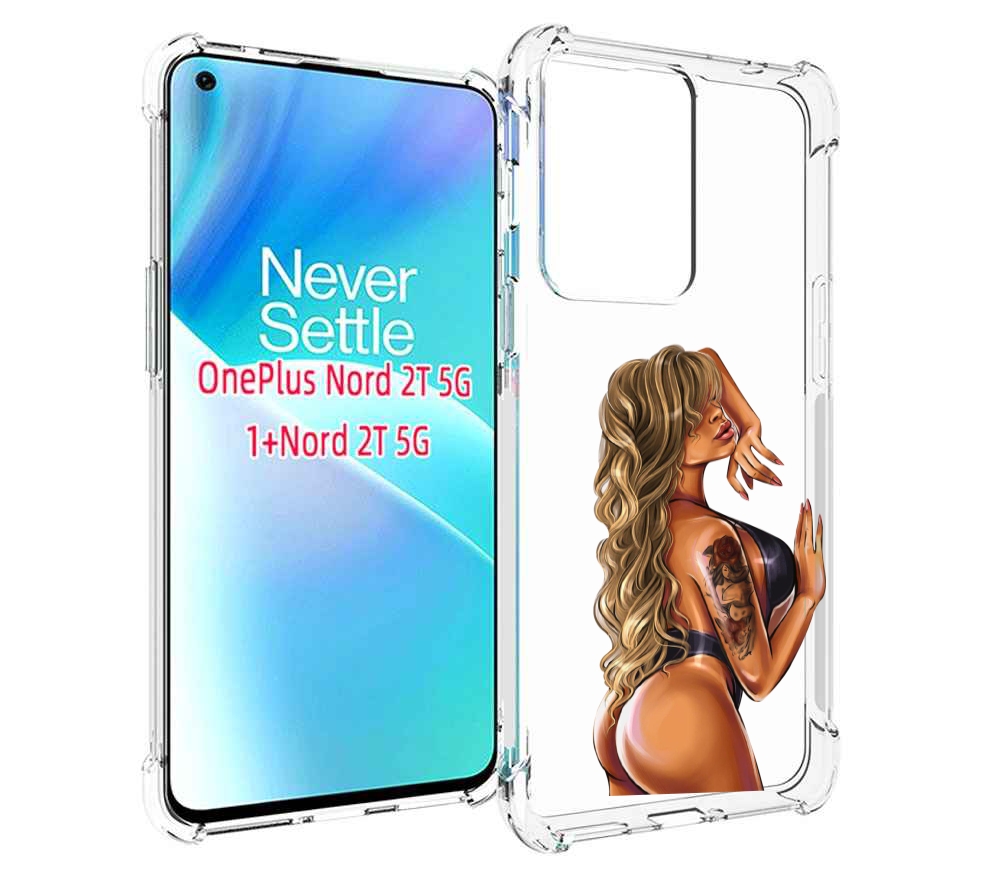 Чехол MyPads девушка-в-черном-кожаном-купальнике женский для OnePlus Nord 2T