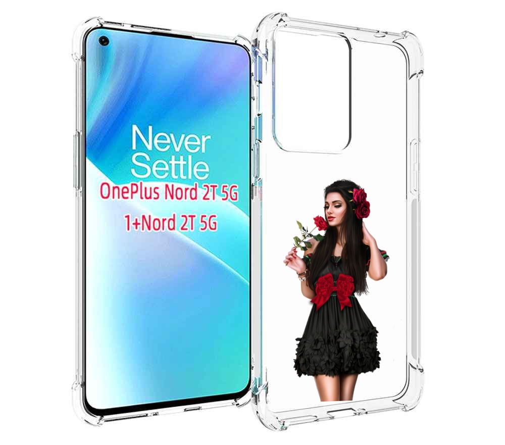 

Чехол MyPads девушка-в-черном-платье-с-розой женский для OnePlus Nord 2T, Прозрачный, Tocco