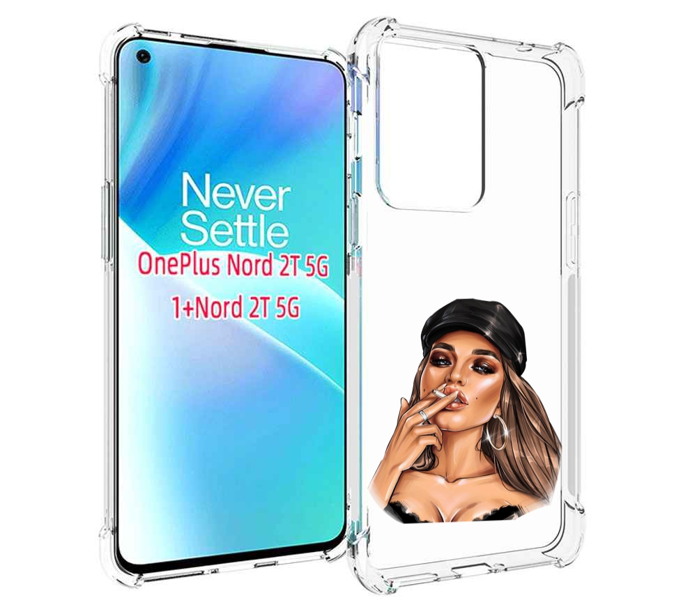 

Чехол MyPads девушка-в-шапке-с-сигаретой для OnePlus Nord 2T, Прозрачный, Tocco