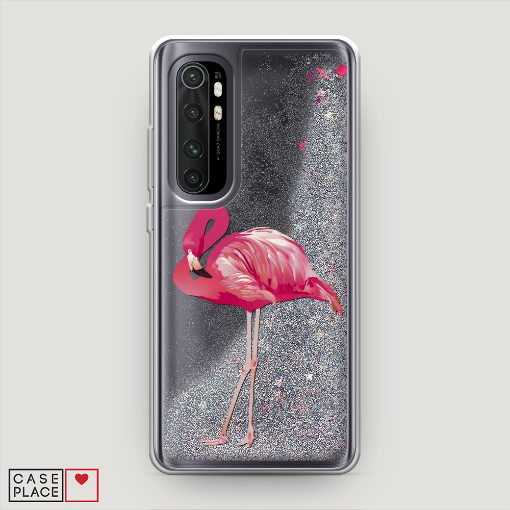 

Жидкий чехол с блестками "Застенчивый фламинго" на Xiaomi Mi Note 10 lite, 38491-1
