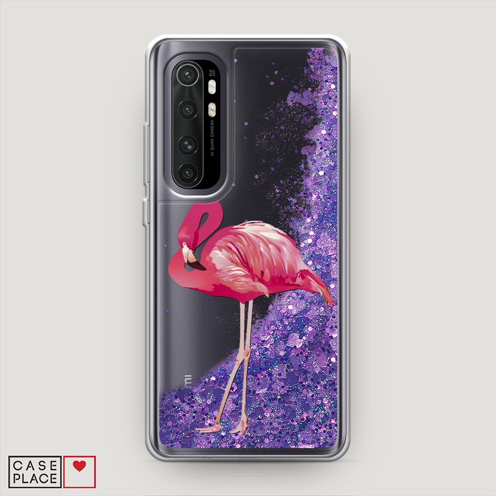 

Жидкий чехол с блестками "Застенчивый фламинго" на Xiaomi Mi Note 10 lite, 38492-1