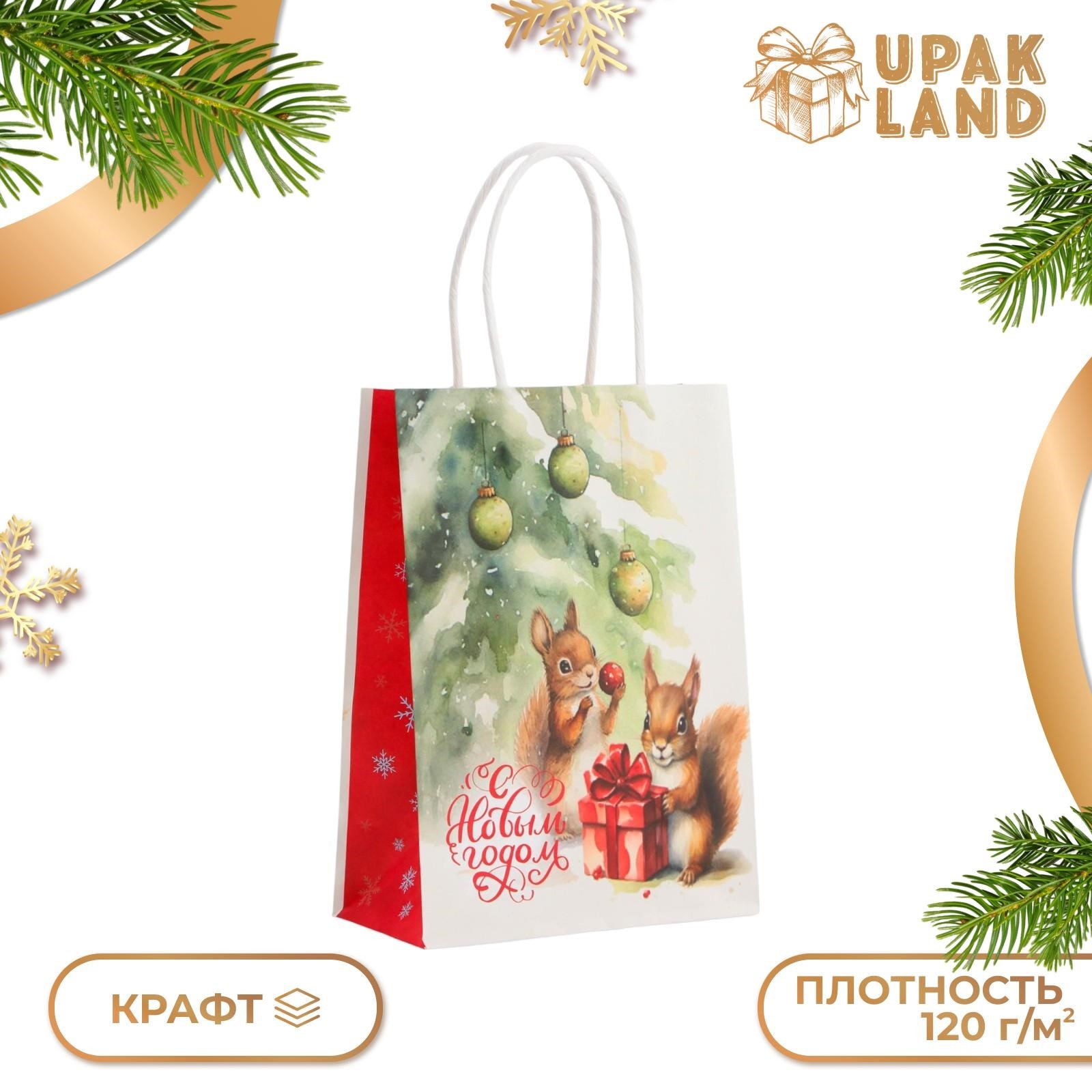 

Пакет подарочный UPAK LAND Белки бумажный 15 х 21 х 8 см, 1 уп
