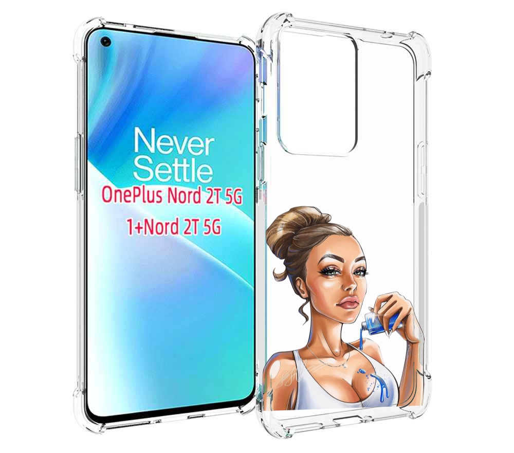 

Чехол MyPads девушка-пролила-краску женский для OnePlus Nord 2T, Прозрачный, Tocco