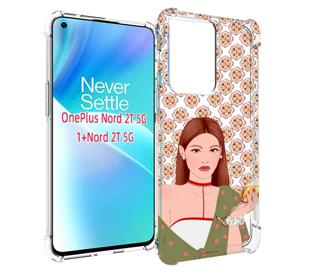 

Чехол MyPads девушка-с-вином-рисунок женский для OnePlus Nord 2T, Прозрачный, Tocco