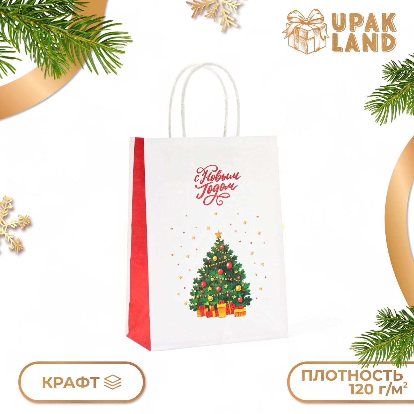 

Подарочный пакет UPAK LAND бумажный Новый год 15 х 21 х 8 см