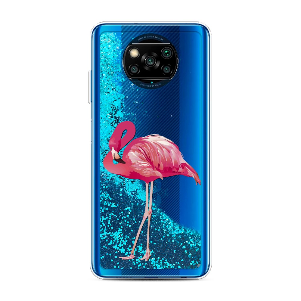 

Жидкий чехол с блестками "Застенчивый фламинго" на Xiaomi Poco X3 NFC, 39293-1