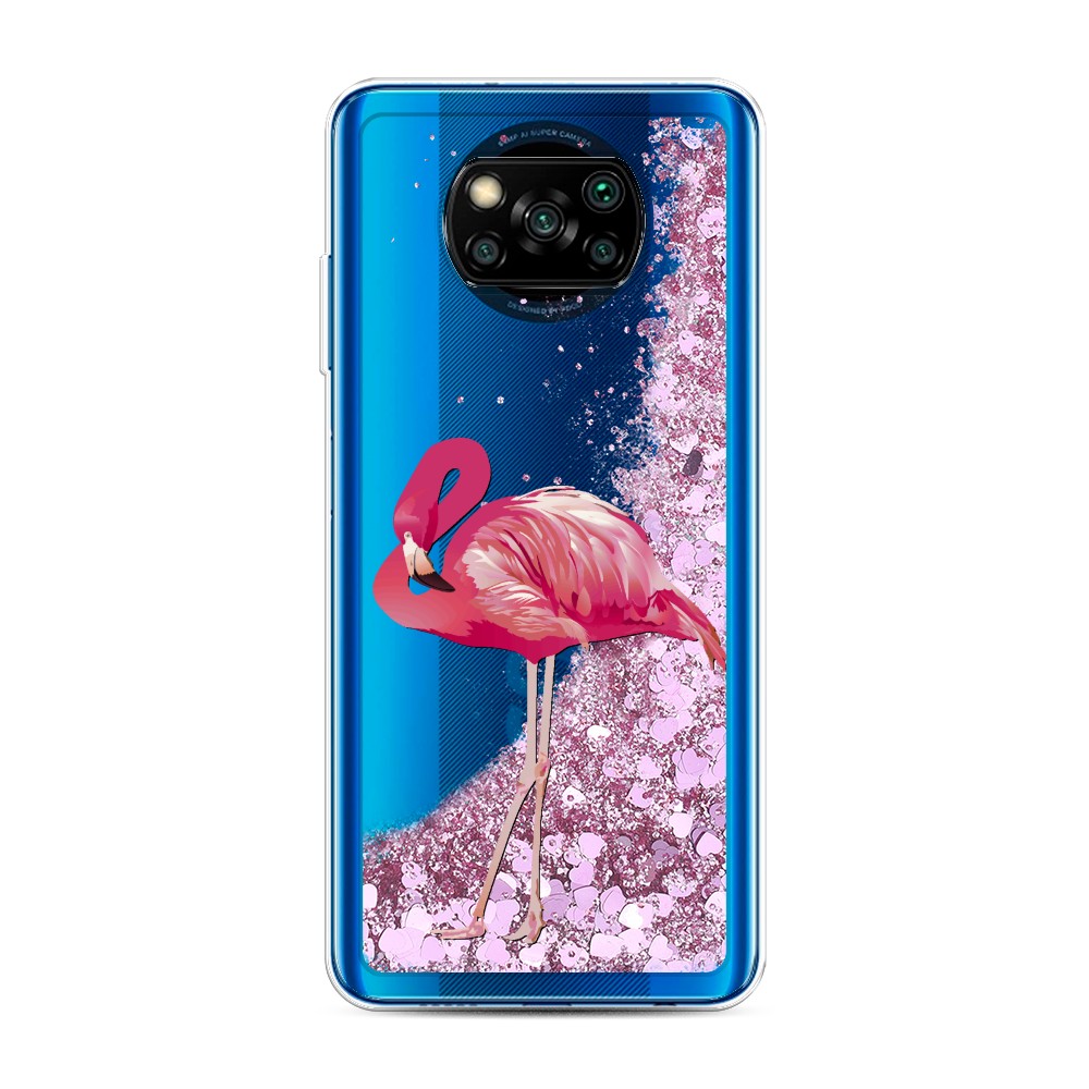 

Жидкий чехол с блестками "Застенчивый фламинго" на Xiaomi Poco X3 NFC, 39294-1