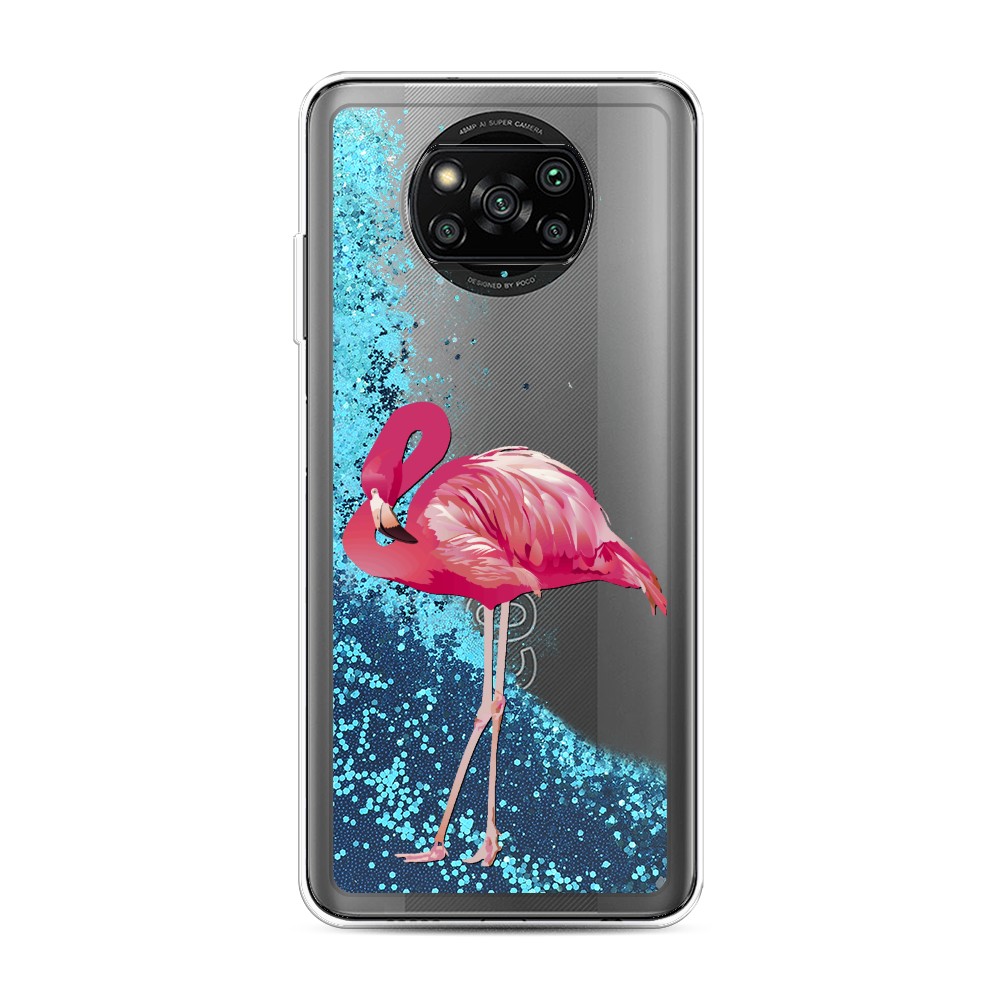

Жидкий чехол с блестками "Застенчивый фламинго" на Xiaomi Poco X3 Pro, 310693-1