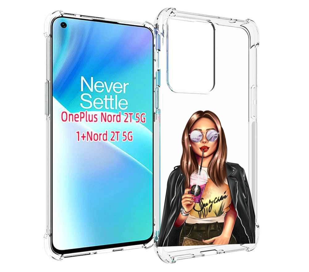 

Чехол MyPads девушка-с-фиолетовым-коктейлем женский для OnePlus Nord 2T, Прозрачный, Tocco