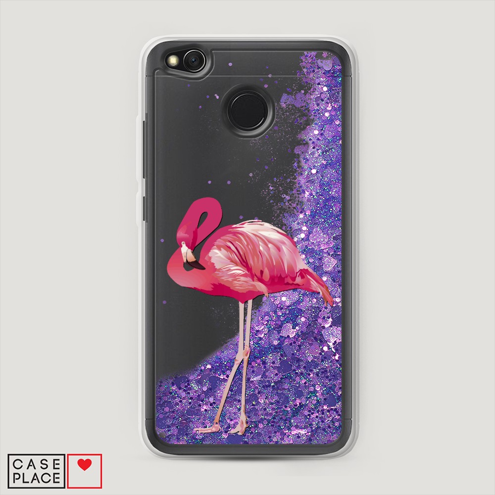 

Жидкий чехол с блестками "Застенчивый фламинго" на Xiaomi Redmi 4X, 31492-1