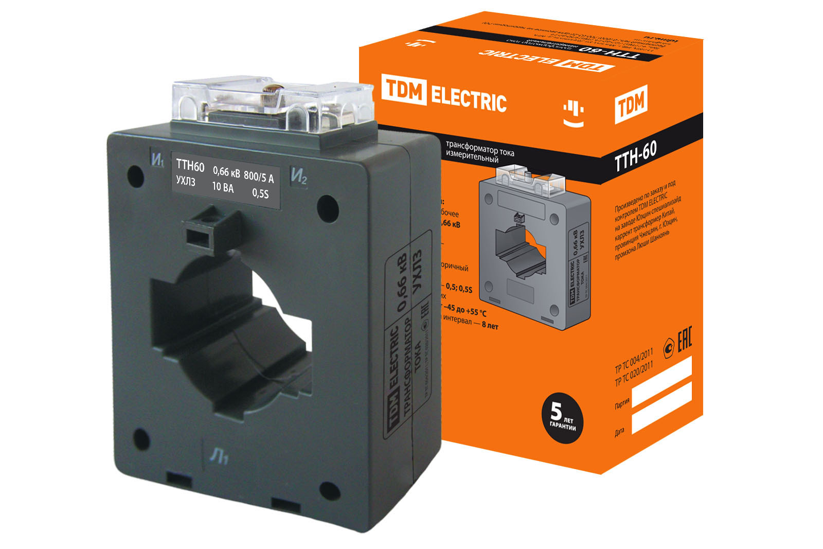 

Трансформатор тока измерительный ТТН 60/ 800/5-10VA/0,5S-Р TDM SQ1101-1161