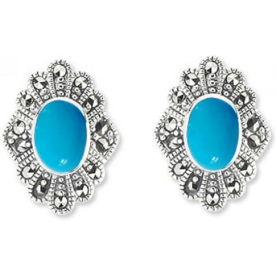 

Серьги из серебра с бирюзой Марказит HE1208-7228, HE1208-7228