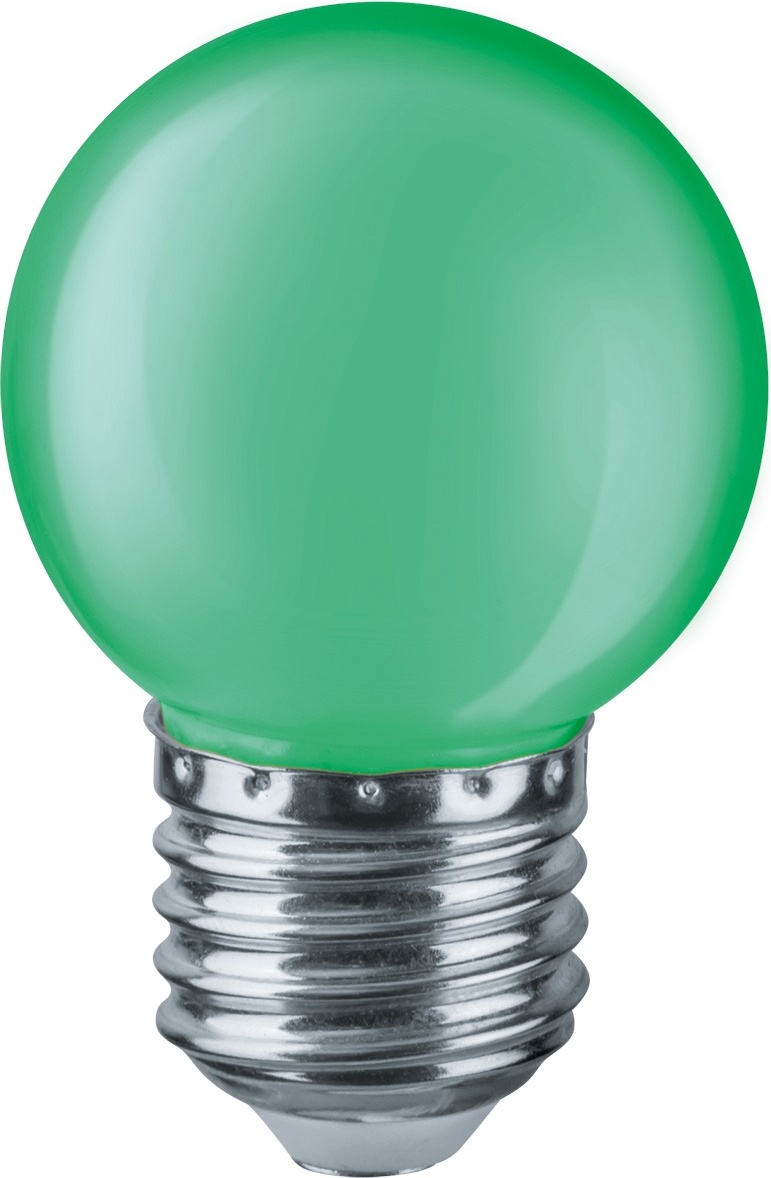 Лампа светодиодная Navigator 71 828, шар, 1 Вт, E27, зеленый свет, упаковка 10 шт.