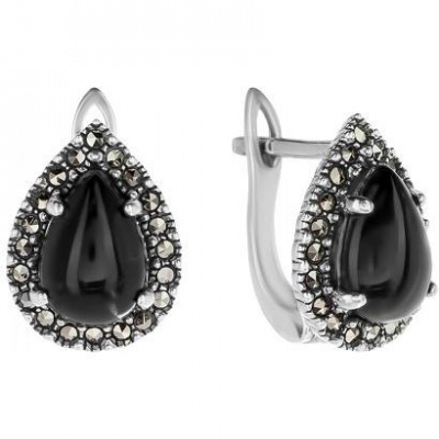 

Серьги из серебра с ониксом Марказит HE780-6710, HE780-6710