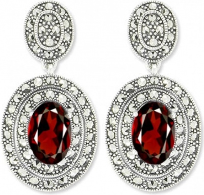 

Серьги из серебра с гранатом Марказит HE1045-9098, HE1045-9098