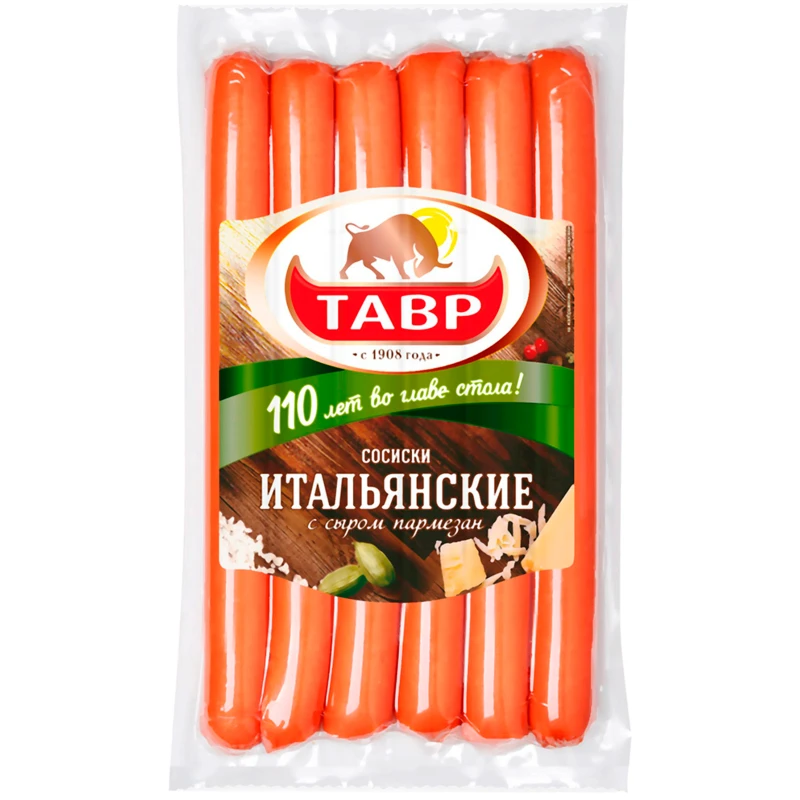 

Сосиски Тавр Итальянские вареные с сыром пармезан 1 кг