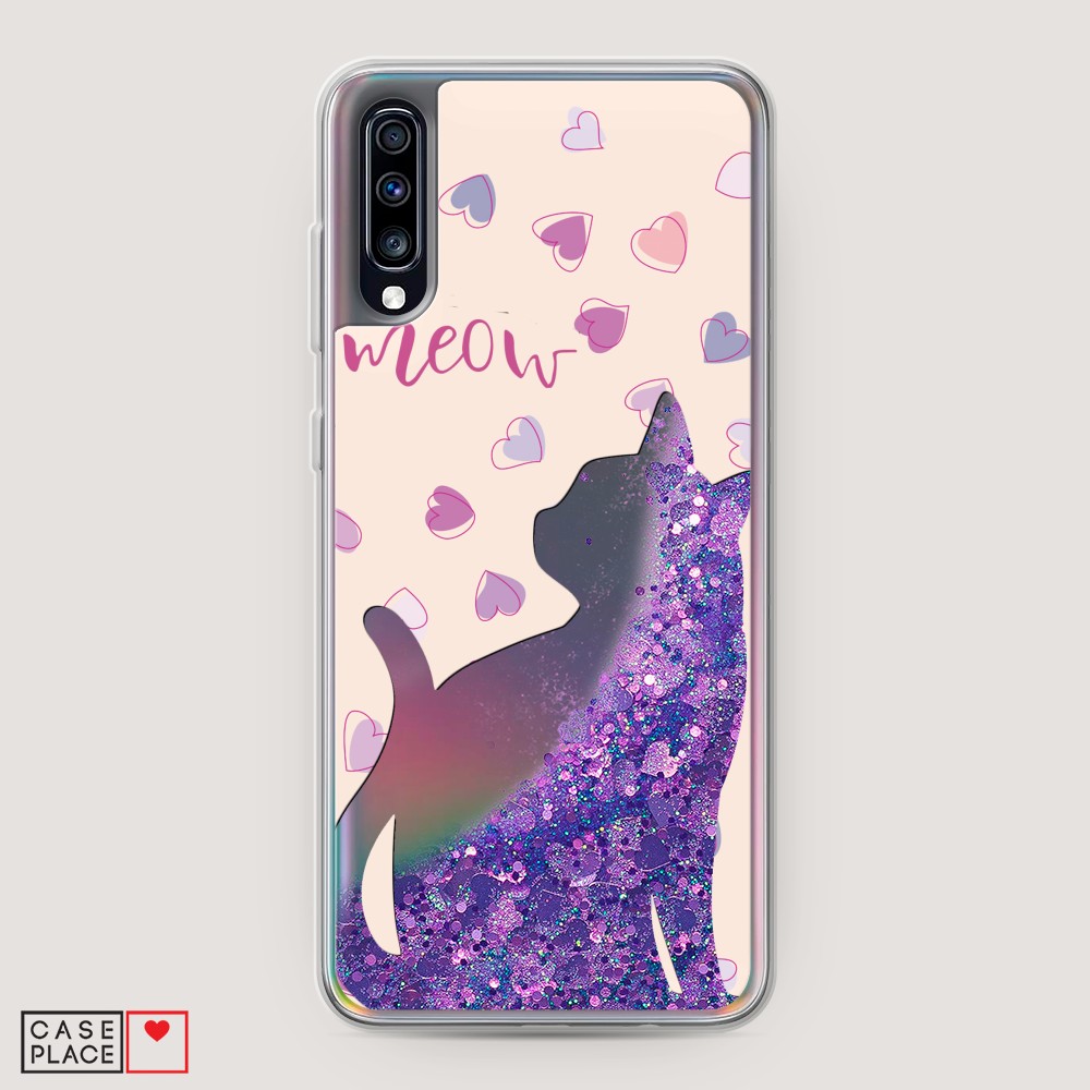 

Жидкий чехол с блестками "Прозрачный кот" на Samsung Galaxy A70, 28192-1