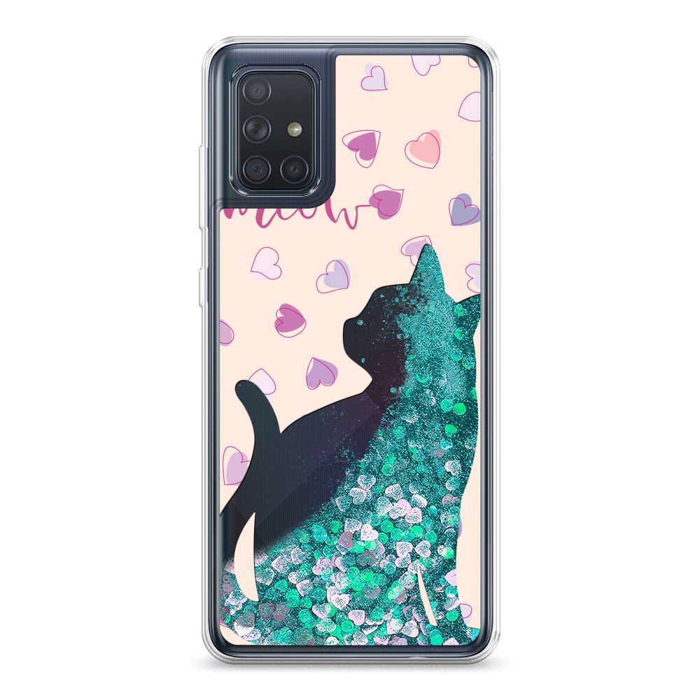 

Жидкий чехол с блестками "Прозрачный кот" на Samsung Galaxy A71, 29095-1