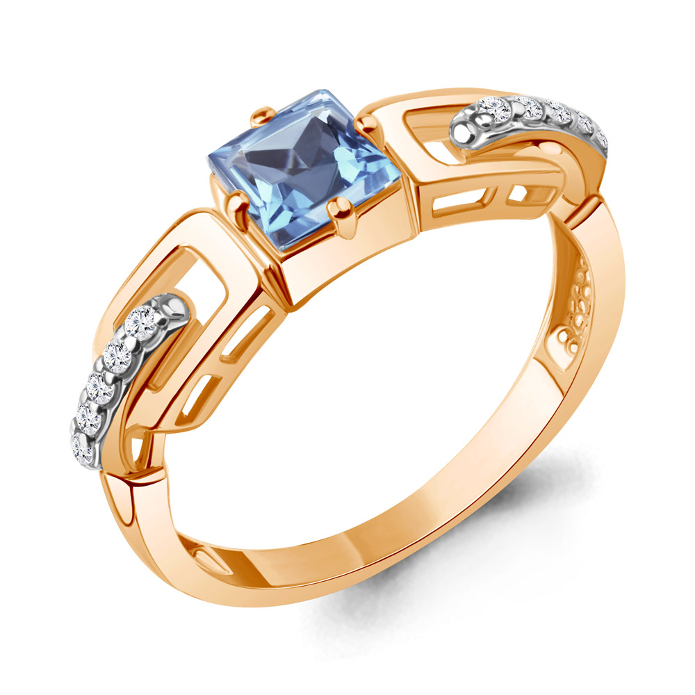 

Кольцо из серебра с топазом/фианитом р., Aquamarine 6990105А, 6990105А_925_з