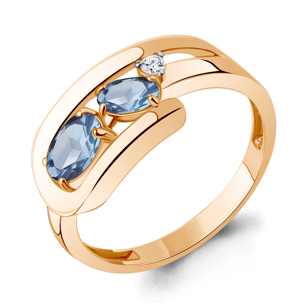 

Кольцо из серебра с топазом/фианитом р., Aquamarine 6980905А, 6980905А_925_з