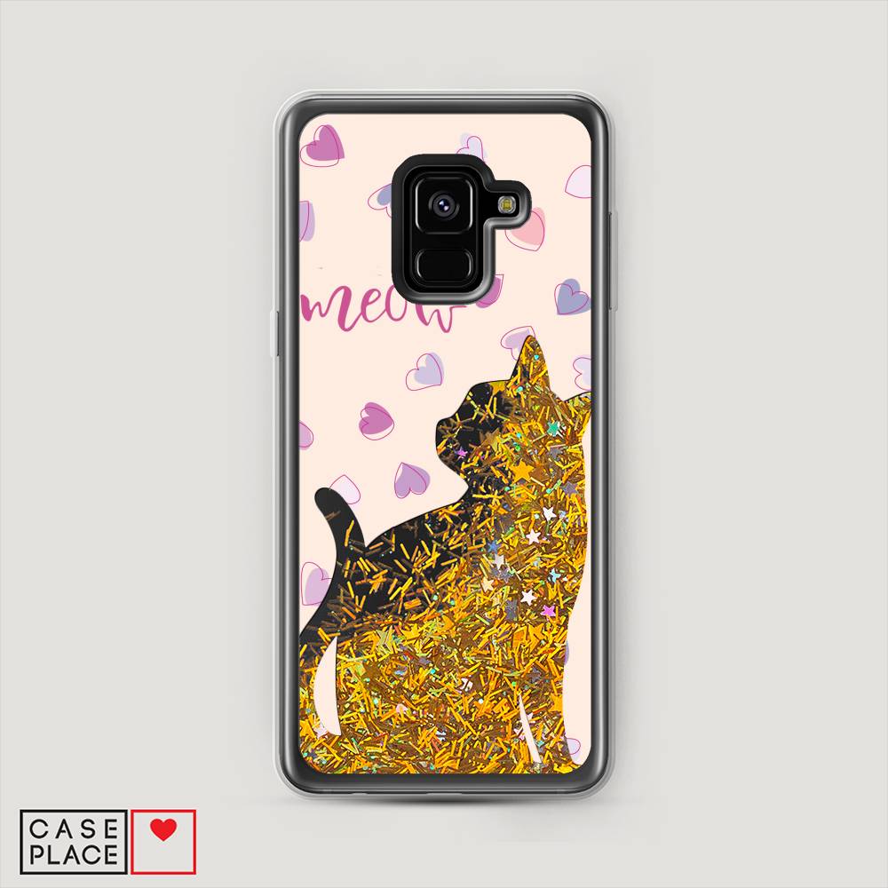 

Жидкий чехол с блестками "Прозрачный кот" на Samsung Galaxy A8 2018