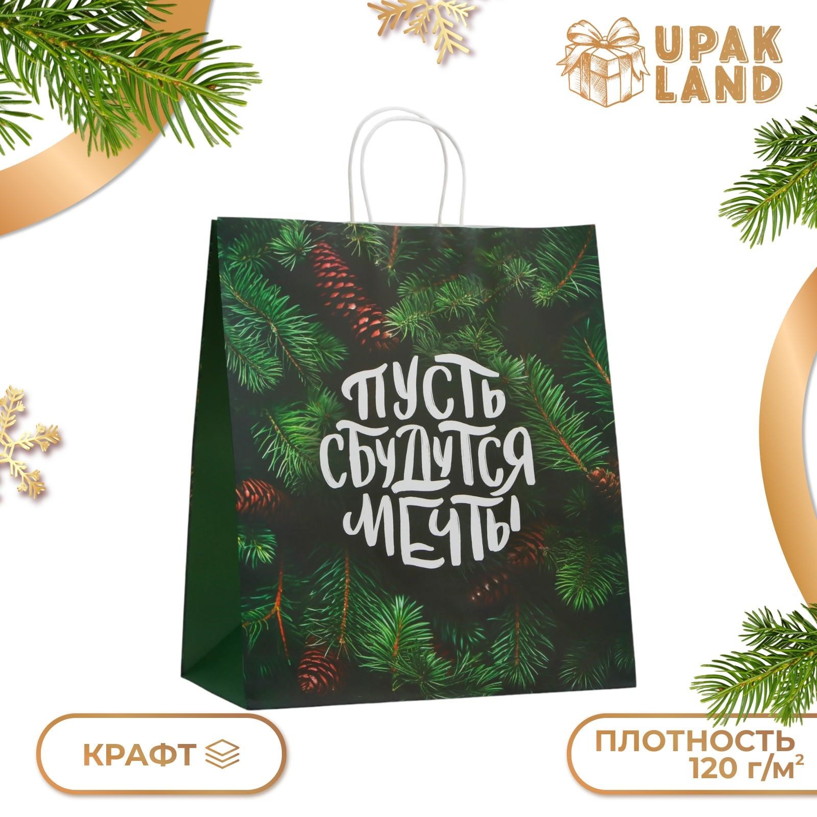 

Пакет подарочный UPAK LAND Сбудутся мечты бумажный 32 х 17,5 х 37 см, 1 уп