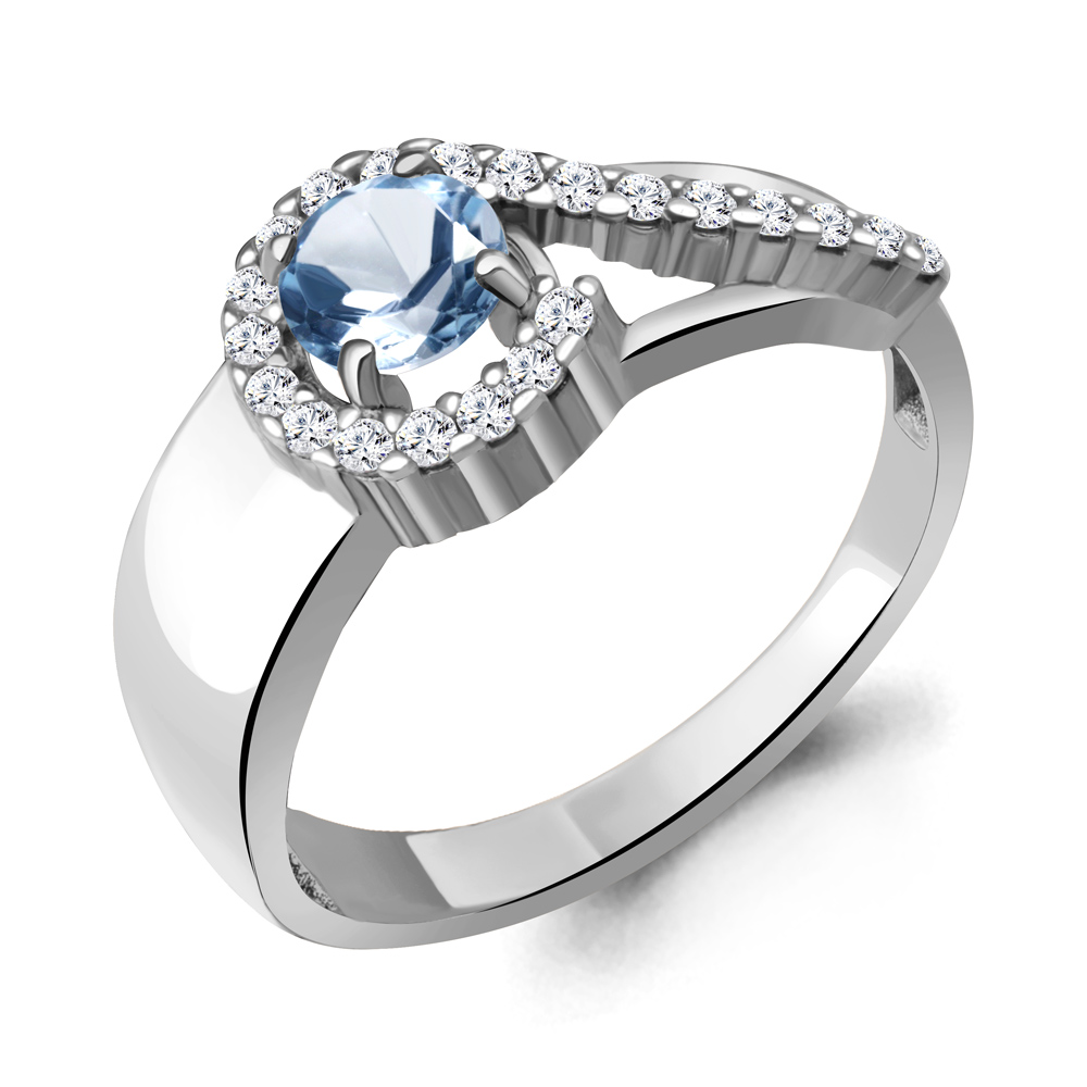 

Кольцо из серебра с топазом/фианитом р., Aquamarine 6972205А, 6972205А_925_р
