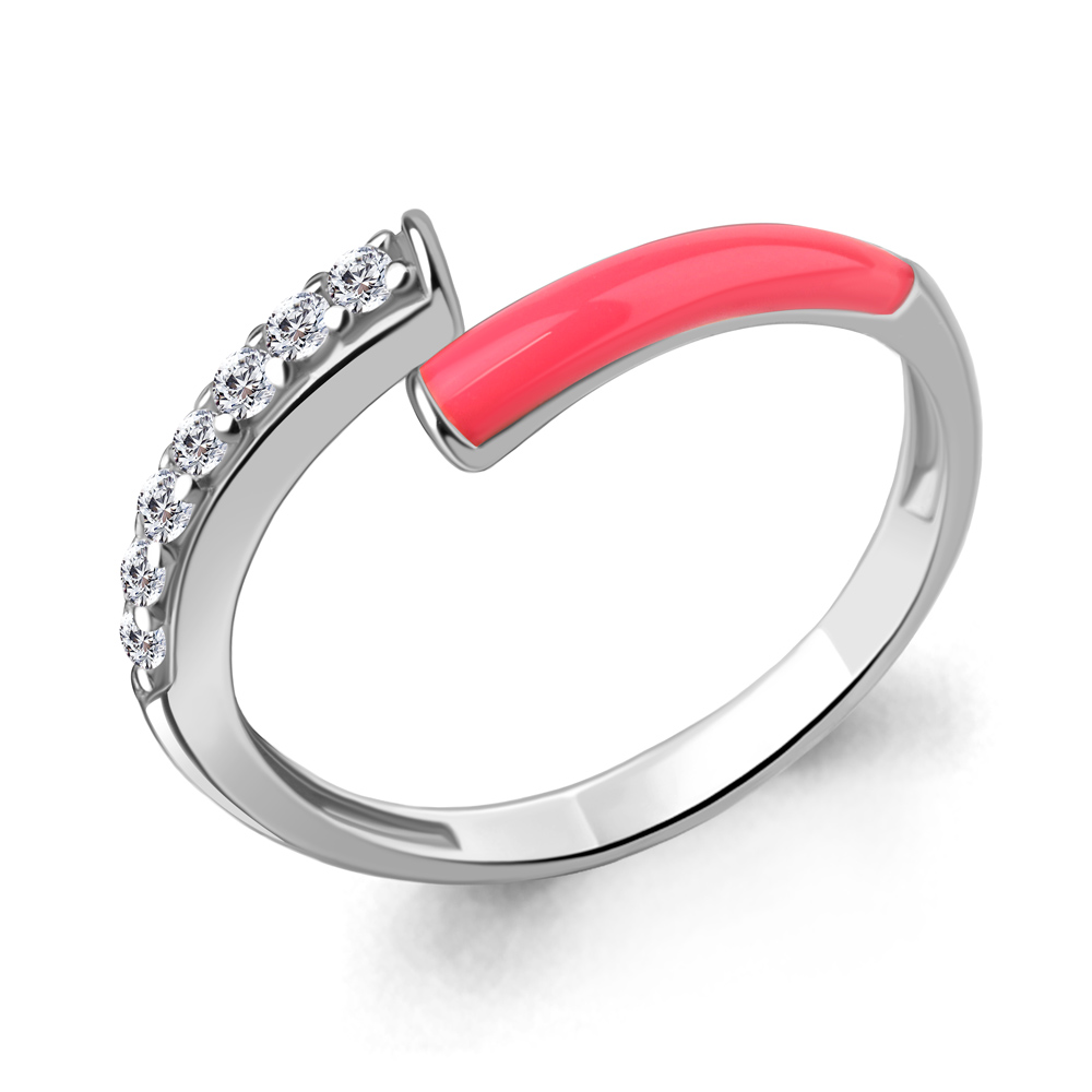 

Кольцо из серебра с фианитом/эмалью р.17,5 Aquamarine 67814А, 67814А_925_р