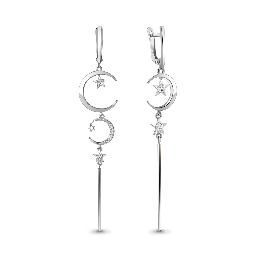

Серьги подвески из серебра с фианитом Aquamarine 49765А, 49765А_925_р