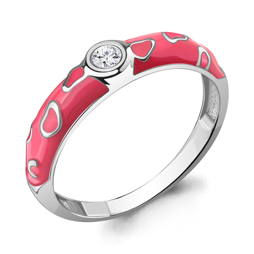 

Кольцо из серебра с фианитом/эмалью р., Aquamarine 67826А, 67826А_925_р