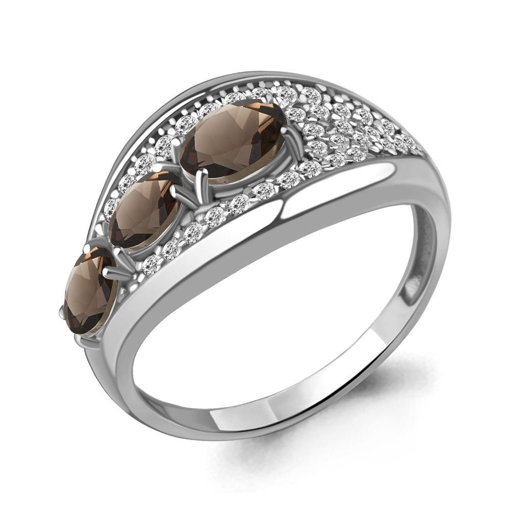 

Кольцо из серебра с кварцем/фианитом р., Aquamarine 6969301А, 6969301А_925_р