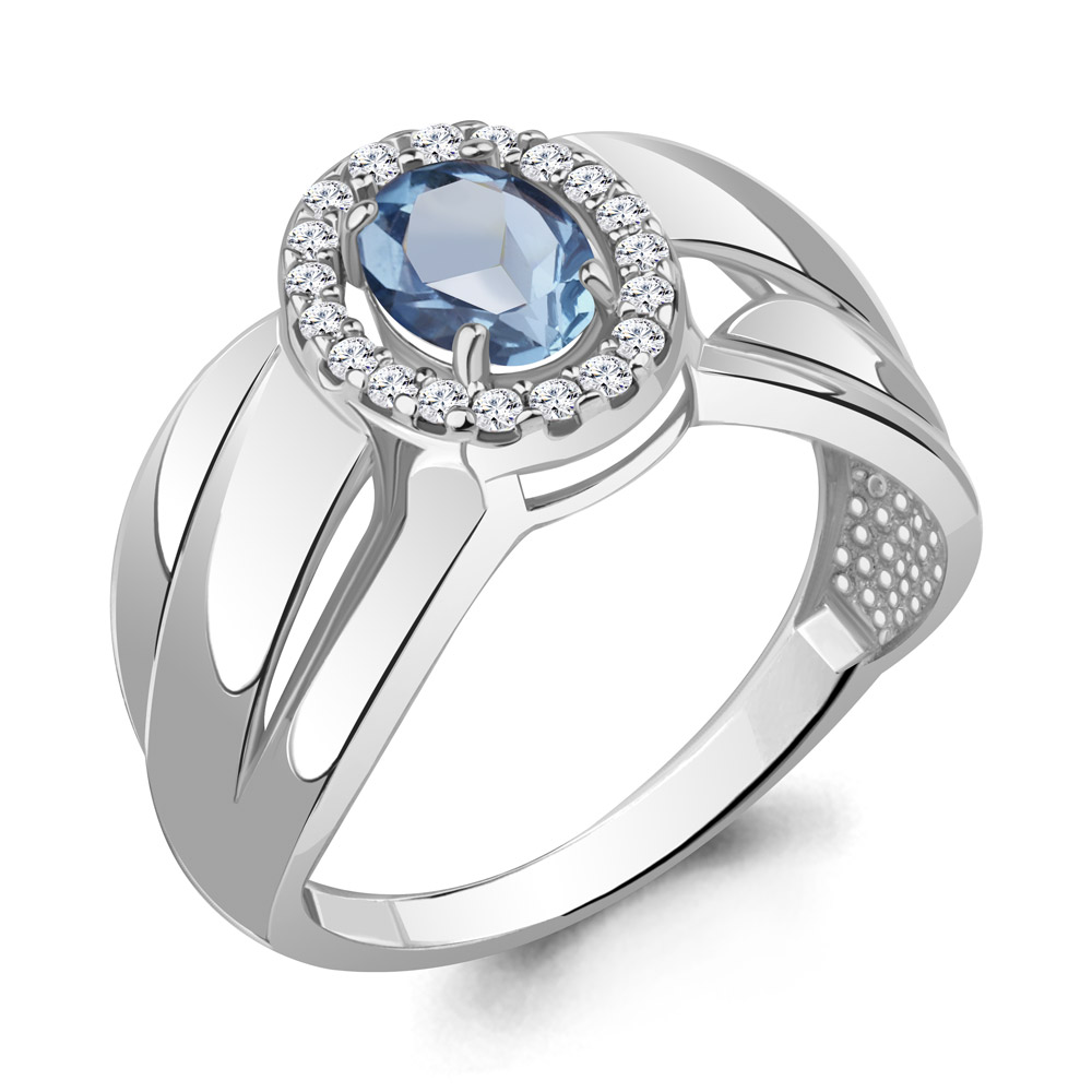 

Кольцо из серебра с топазом/фианитом р. Aquamarine 6978205А, 6978205А_925_р