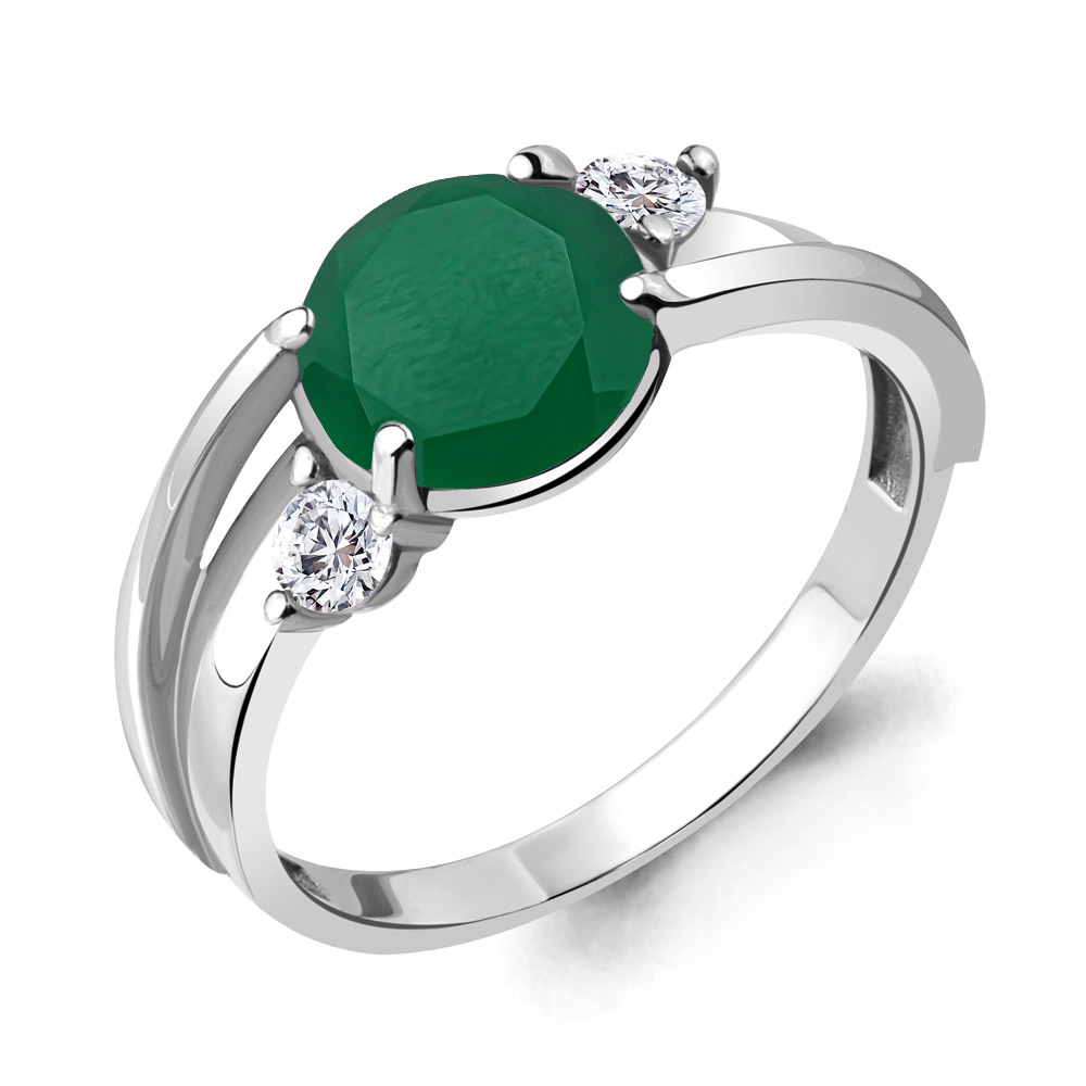 

Кольцо из серебра с агатом/фианитом р., Aquamarine 6921409А, 6921409А_925_р