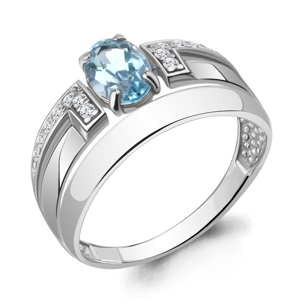 

Кольцо из серебра с топазом/фианитом р., Aquamarine 6977705А, 6977705А_925_р