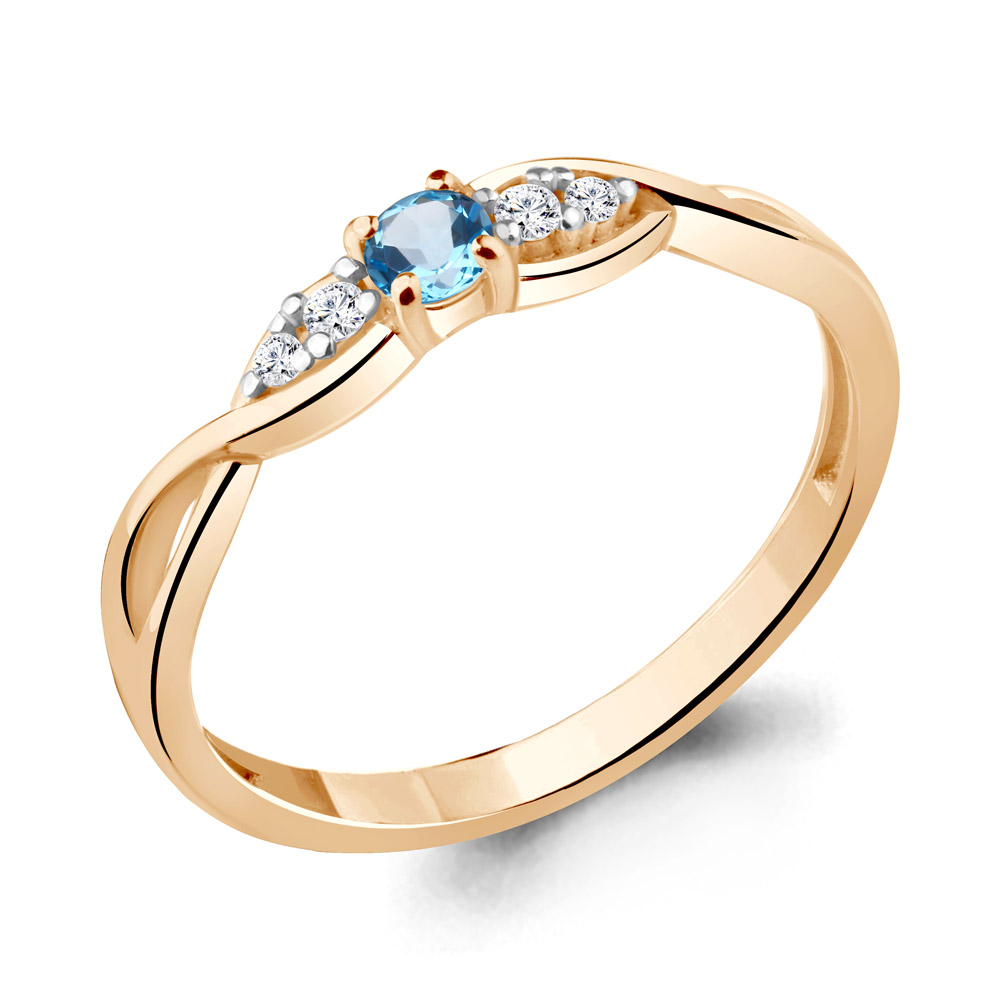

Кольцо из серебра с топазом/фианитом р. Aquamarine 6948705А, 6948705А_925_з