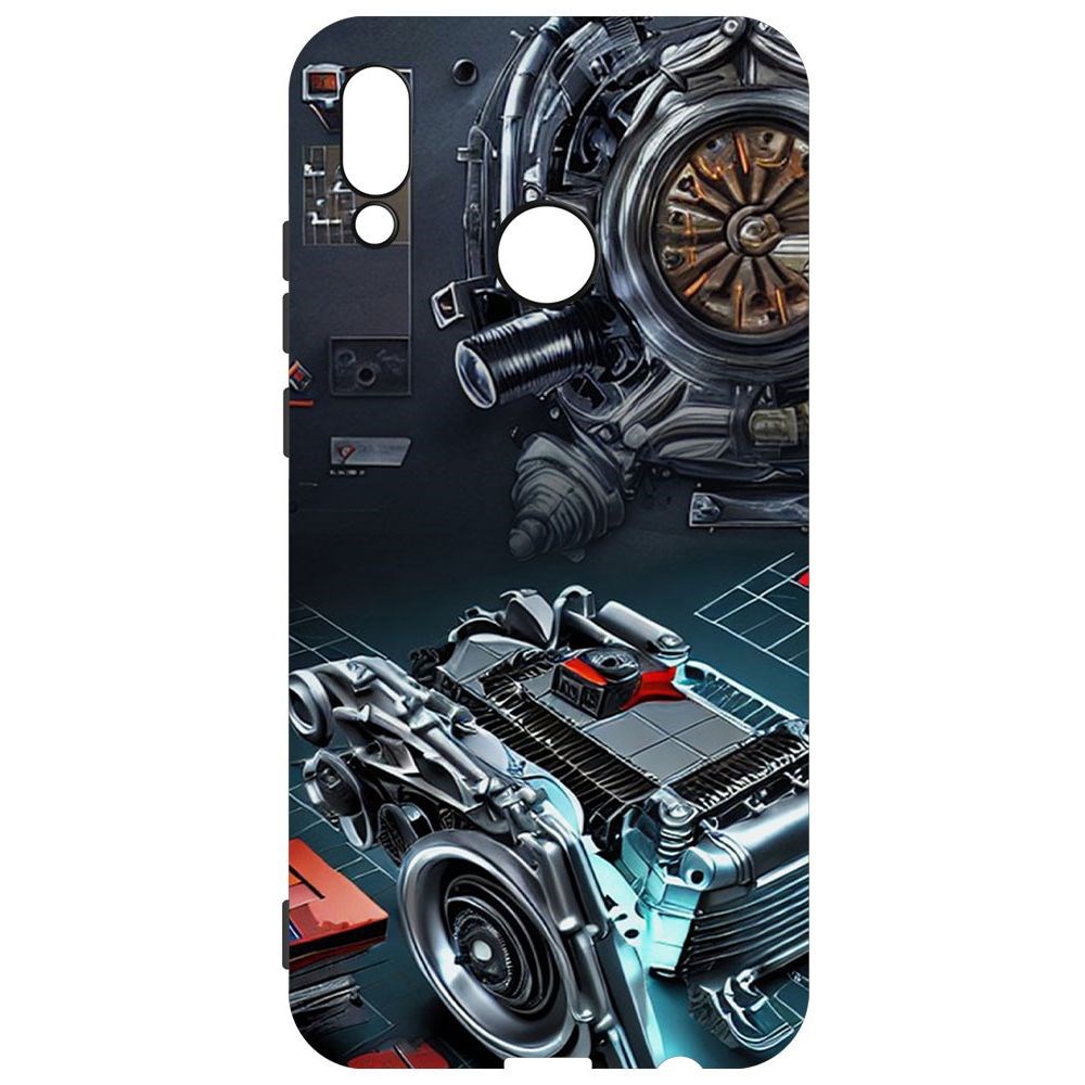 

Чехол-накладка Софт Моторы для Huawei P Smart (2019), Черный