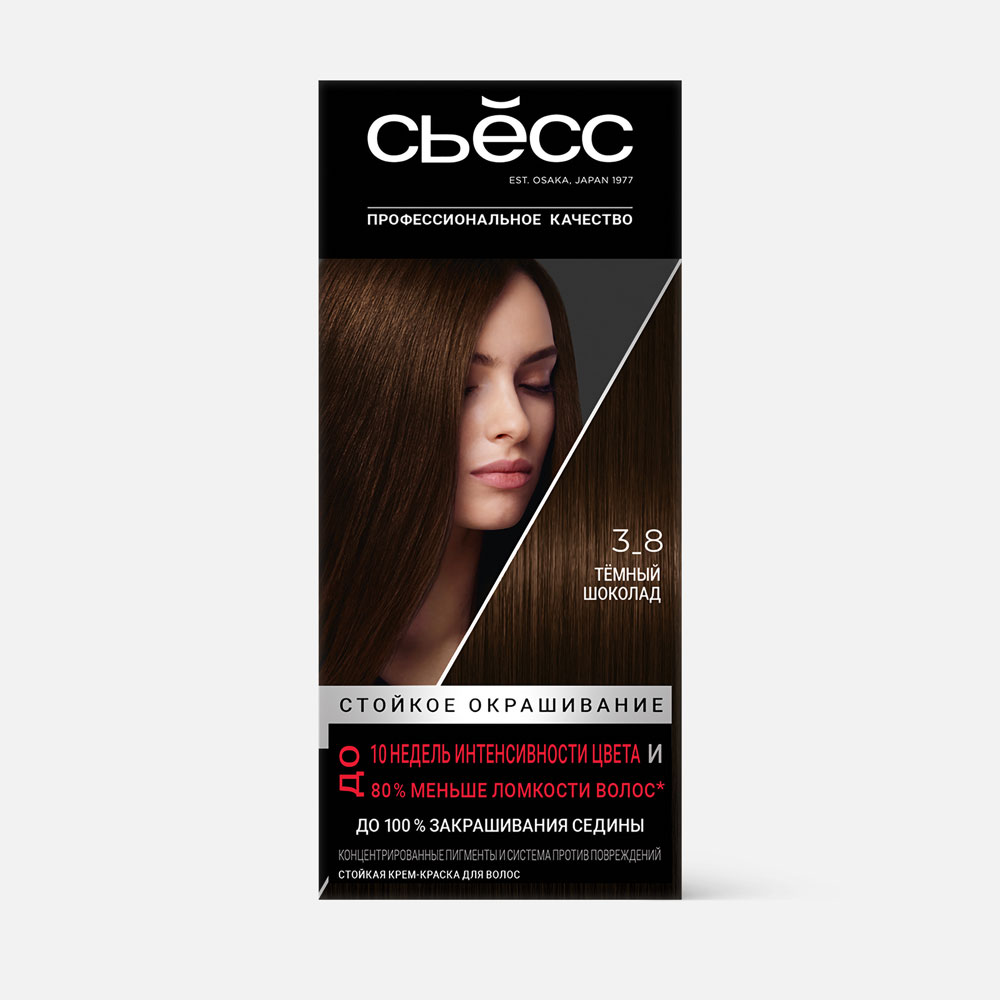 Стойкая крем-краска для волос Сьесс 3-8 Темный шоколад 115 мл 1132₽