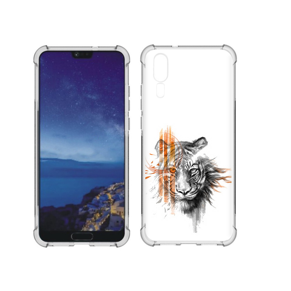 

Чехол MyPads Tocco для Huawei P20 огненный тигр (PT108006.52.526), Прозрачный, Tocco