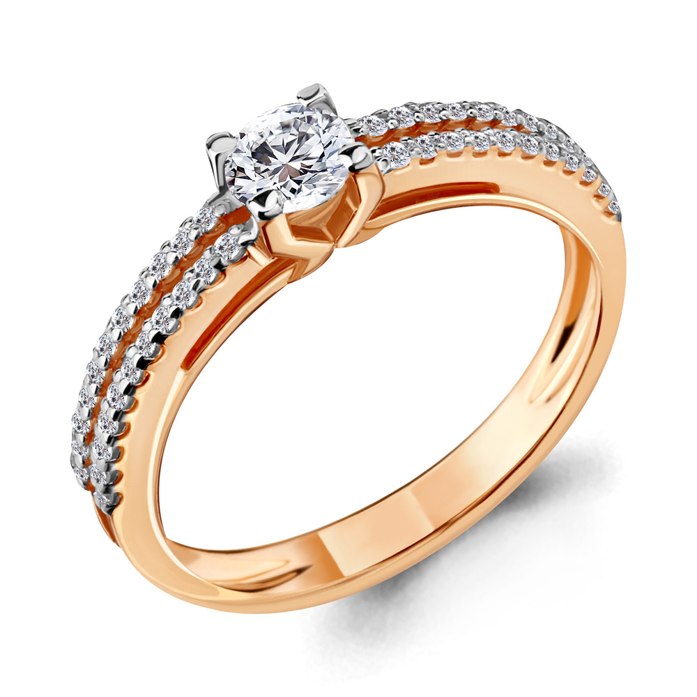 

Кольцо помолвочное из красного золота с фианитом р. Aquamarine 66560А, 66560А_585_кз