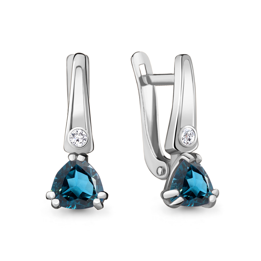 

Серьги из серебра с топазом/фианитом Aquamarine 4731808А, 4731808А_925_р