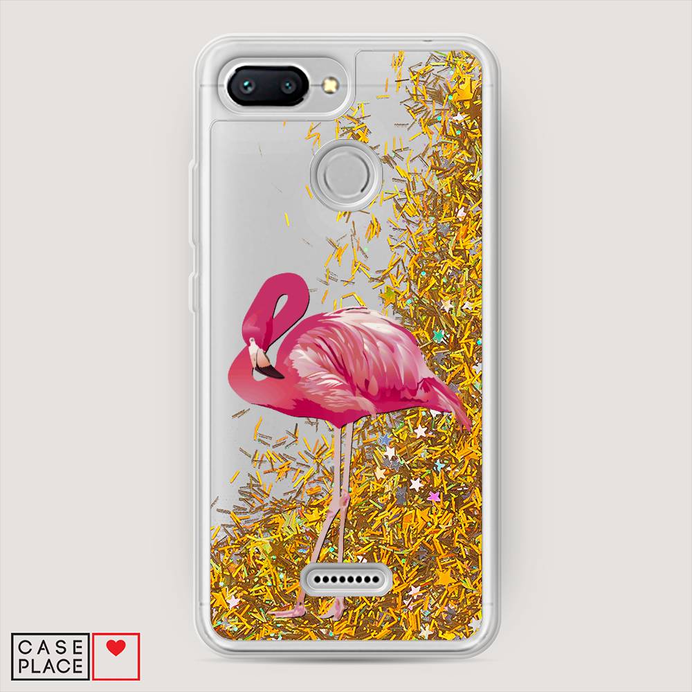 

Жидкий чехол с блестками "Застенчивый фламинго" на Xiaomi Redmi 6, 33890-1