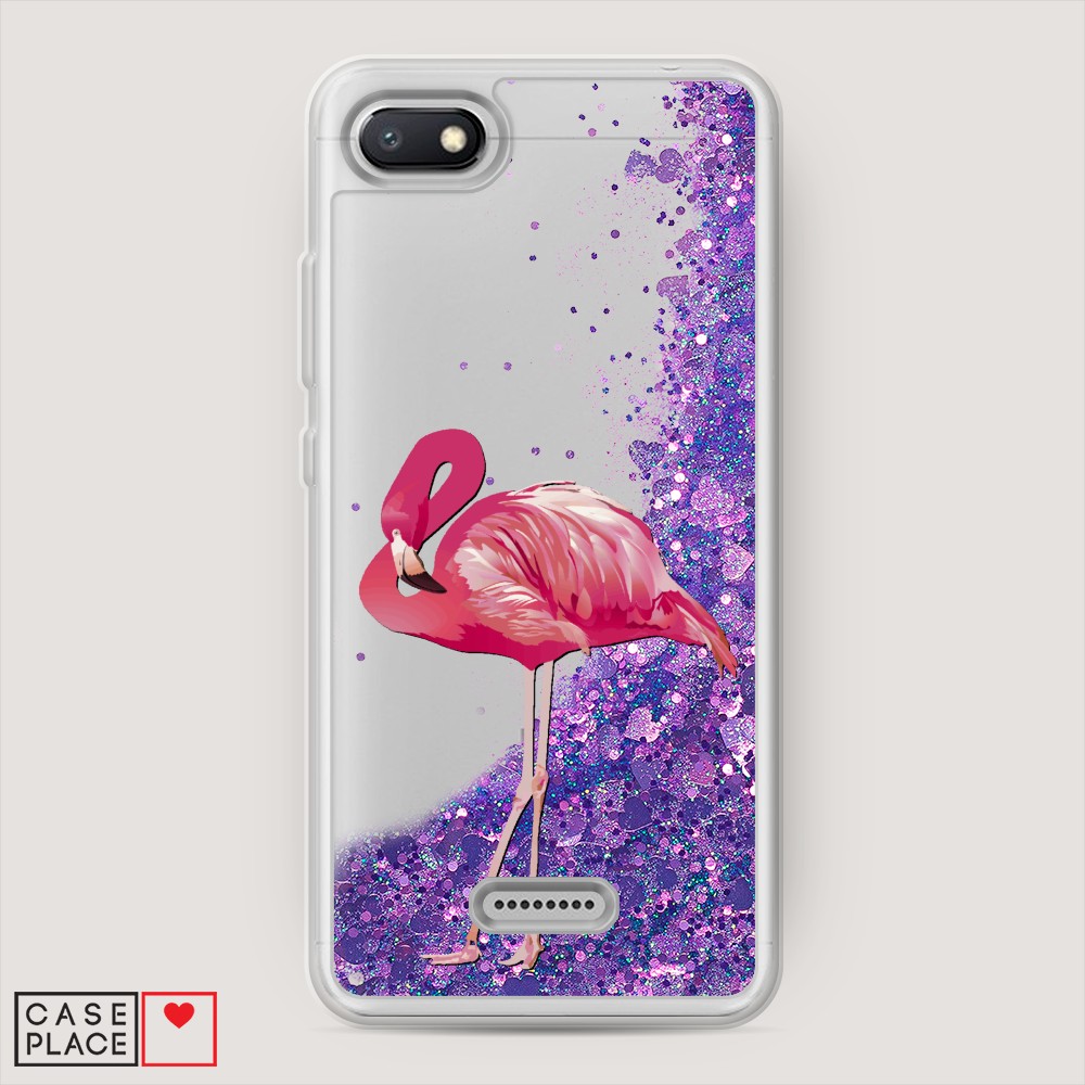 

Жидкий чехол с блестками "Застенчивый фламинго" на Xiaomi Redmi 6A, 34192-1