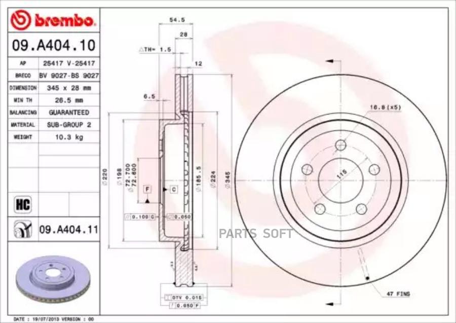 

Диск тормозной передн, CHRYSLER 300C 04-,10-/ LANCIA THEMA 11-